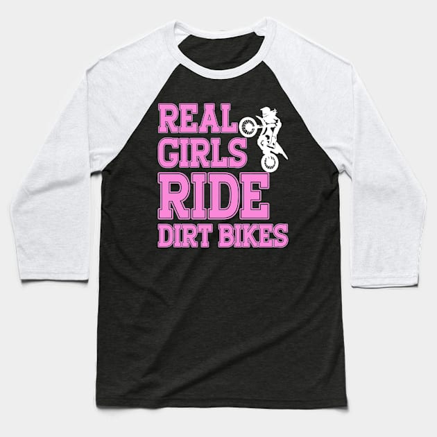 Braap Gifts Women Motorcycle Motocross Girl Dirt Bike Baseball T-Shirt by PomegranatePower